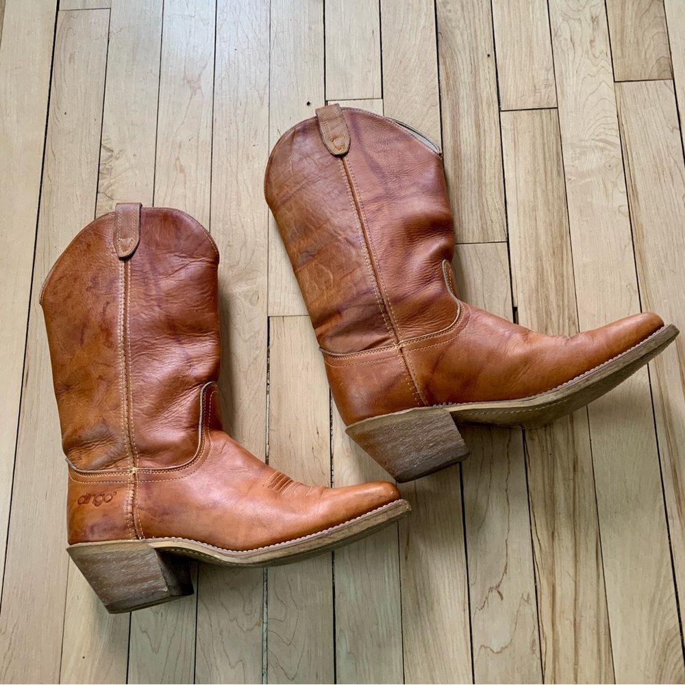 DINGO PERKINS COWBOY WESTERN BOOT BAY APACHE LEATHER SQUARE TOE ✨ Sale Price